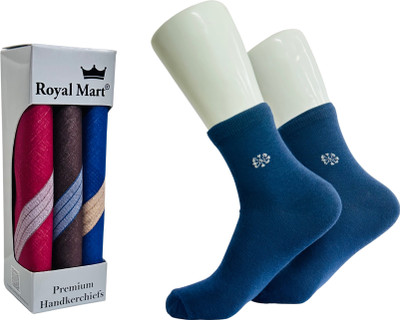 Royal Mart Cotton Socks for Daily and Office Wear, Running, Gym and Cotton Handkerchief Men & Women Solid Ankle Length(Pack of 2)