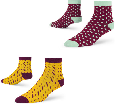 Dynamocks Unisex Printed Ankle Length(Pack of 2)