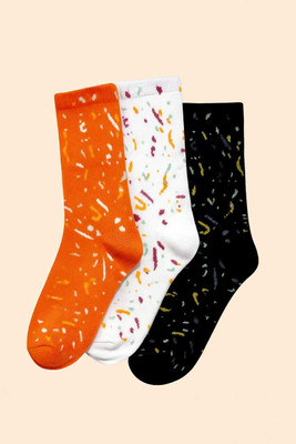 The jem den Men & Women Printed Mid-Calf/Crew(Pack of 3)