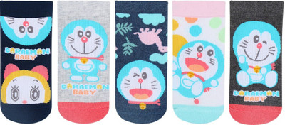 BONJOUR Doraemon Cartoon/ Character Full Length Socks for Baby/ New Born/ Infants Baby Boys & Baby Girls Mid-Calf/Crew(Pack of 5)