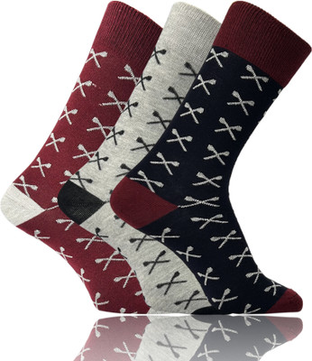TRAZO Men Woven Mid-Calf/Crew(Pack of 3)