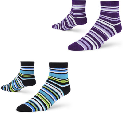 Dynamocks Unisex Striped Ankle Length(Pack of 2)