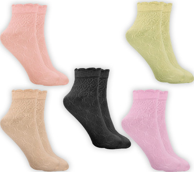 Buyra Women Self Design Mid-Calf/Crew(Pack of 5)