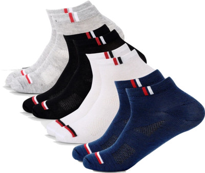OKHARVI Unisex Geometric Print, Solid Low Cut, Ankle Length(Pack of 4)