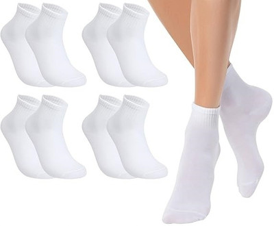 Best Friends Forever Plain White Ankle length Solid socks for Home, Office, Sports Men & Women Solid Ankle Length(Pack of 5)