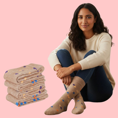 Naosucura Women Graphic Print Mid-Calf/Crew(Pack of 4)