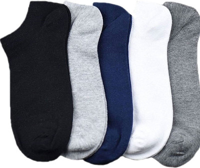 KEZIFY Men & Women Solid, Self Design Ankle Length, Low Cut(Pack of 5)