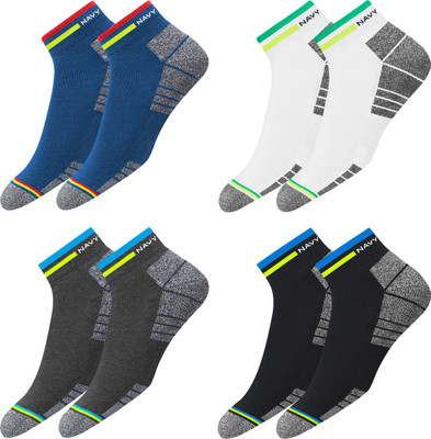 Navy Sport Men Striped Ankle Length(Pack of 4)