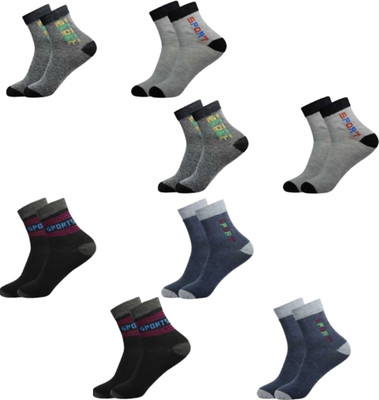 PRACHI TRADER Men & Women Printed, Solid Ankle Length, Mid-Calf/Crew(Pack of 8)