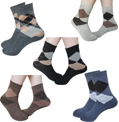 Pollo Loco Men & Women Checkered Mid-Calf/Crew(Pack of 5)