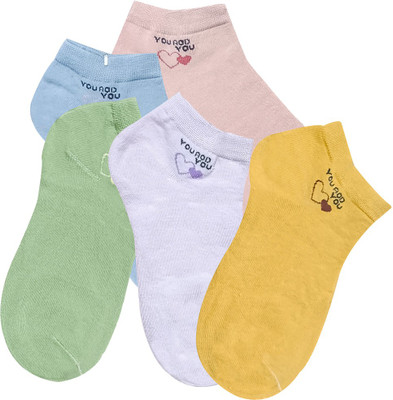 Nicsy Women Printed Low Cut, Ankle Length, Peds/Footie/No-Show(Pack of 5)