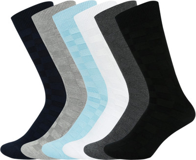 SOCKSXPRESS Cotton Men Solid Calf Length(Pack of 6)