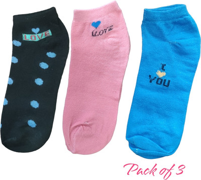 LeafBlu Women Graphic Print, Printed, Striped, Self Design Ankle Length, Low Cut, Peds/Footie/No-Show(Pack of 3)