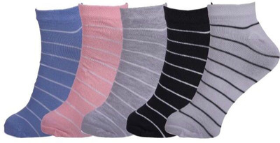 Bahuzo Women Striped Ankle Length, Low Cut