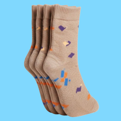 Naosucura Women Graphic Print Mid-Calf/Crew(Pack of 4)