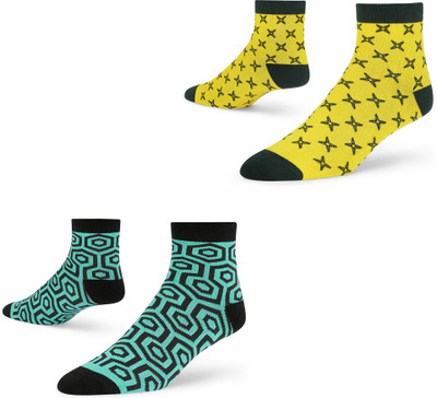 Dynamocks Unisex Printed Ankle Length(Pack of 2)
