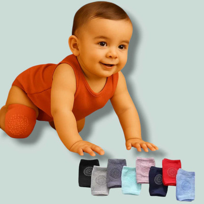 FlyTouch Soft Cotton Knee Pads for Baby Crawling – Non-Slip & Stretchable Comfort Knee Support(Multicolor)