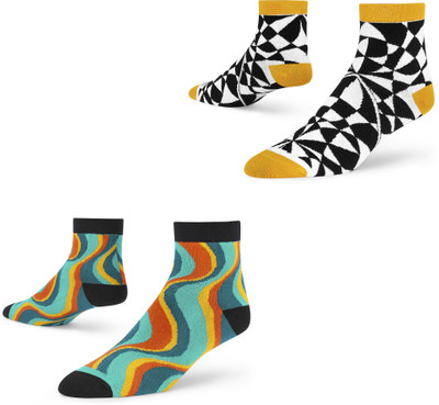 Dynamocks Unisex Printed Ankle Length(Pack of 2)