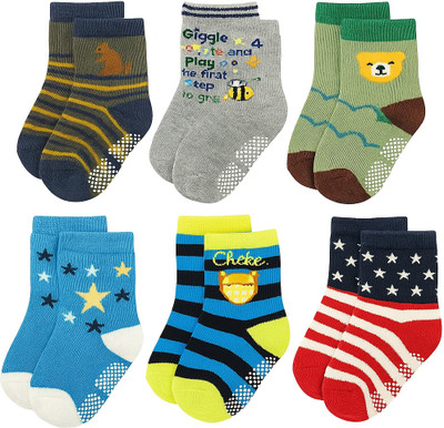 Cuteably Baby Boys & Baby Girls Animal Print Ankle Length(Pack of 6)