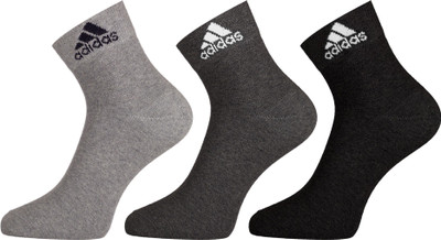 ADIDAS Original Cotton Half Cushion (AD-3513) (Grey Mel/Anthra Mel/Black) Men Solid Ankle Length(Pack of 3)
