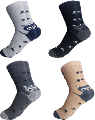 Krispar Boys & Girls Solid Mid-Calf/Crew(Pack of 4)