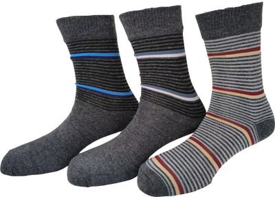 Graceway Men & Women Striped Mid-Calf/Crew(Pack of 3)