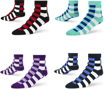 Dynamocks Unisex Printed Ankle Length(Pack of 4)