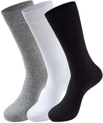 TRENDBHARAT Men Solid Mid-Calf/Crew(Pack of 3)