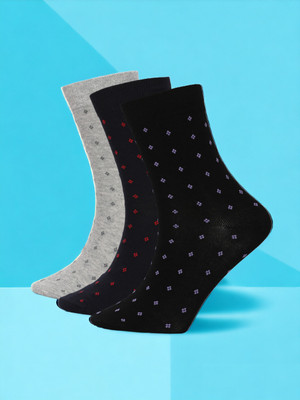 Hirolas Men Polka Print Mid-Calf/Crew(Pack of 3)