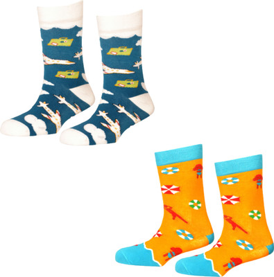 JOYFEET Men & Women Self Design Mid-Calf/Crew(Pack of 2)