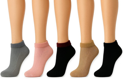 KETKAR Women Solid Mid-Calf/Crew(Pack of 5)