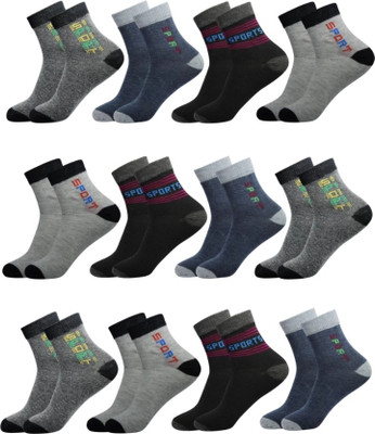 JPT Men & Women Printed Ankle Length, Mid-Calf/Crew(Pack of 12)