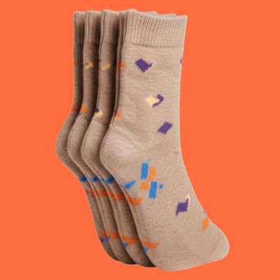 Naosucura Women Graphic Print Mid-Calf/Crew(Pack of 4)