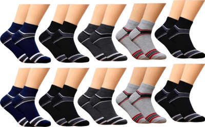 VAPINDIA Men Color Block Ankle Length(Pack of 10)