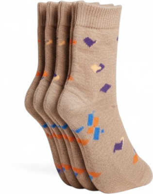 Naosucura Women Graphic Print Mid-Calf/Crew(Pack of 4)