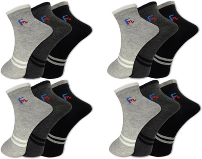 FeetMotion Men Self Design Ankle Length(Pack of 12)