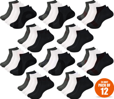 JEMOX Men & Women Solid Ankle Length(Pack of 12)