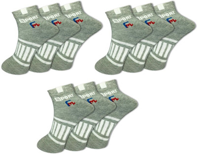FeetMotion Men Self Design Ankle Length(Pack of 9)