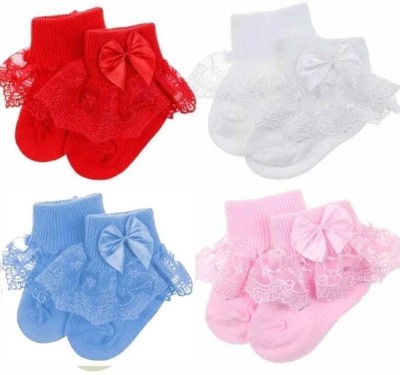 oromo Baby Girls Solid Calf Length(Pack of 4)