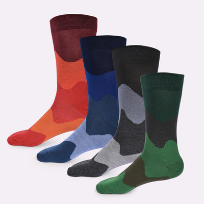 Kolor Fusion Men Color Block Mid-Calf/Crew(Pack of 4)