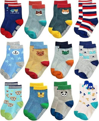 TENIYU Baby Boys & Baby Girls Printed, Self Design Mid-Calf/Crew(Pack of 4)