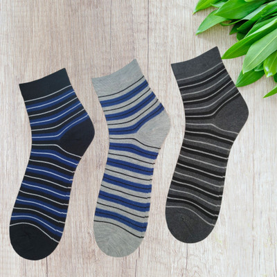 Kalra Hosiery Unisex Striped Ankle Length(Pack of 3)