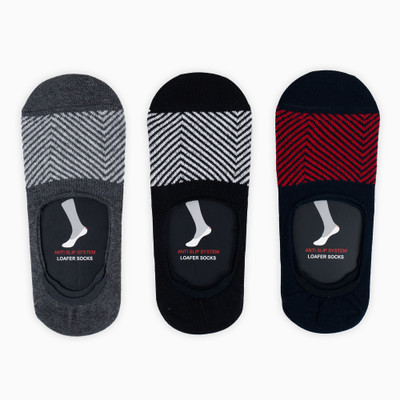 SOCKSXPRESS Cotton Men Geometric Print Peds/Footie/No-Show(Pack of 3)