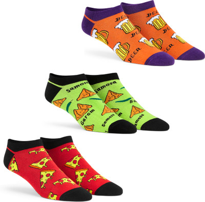 Dynamocks Unisex Printed Ankle Length(Pack of 3)
