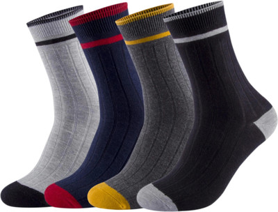 SOCOLOCO Men & Women Self Design Calf Length(Pack of 4)