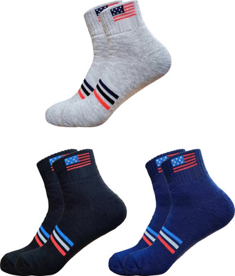 LABOLIA Men & Women Printed Ankle Length, Mid-Calf/Crew(Pack of 3)