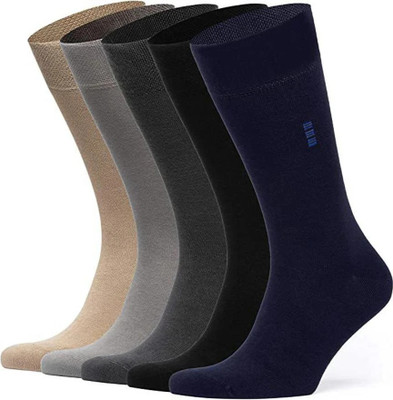 Broova Men Solid Mid-Calf/Crew(Pack of 5)