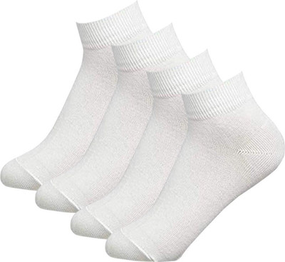 Best Friends Forever Plain White Ankle length Solid socks for Home, Office, Sports Men & Women Solid Ankle Length(Pack of 2)