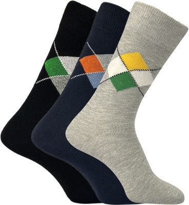 TRAZO Men Woven Mid-Calf/Crew(Pack of 3)