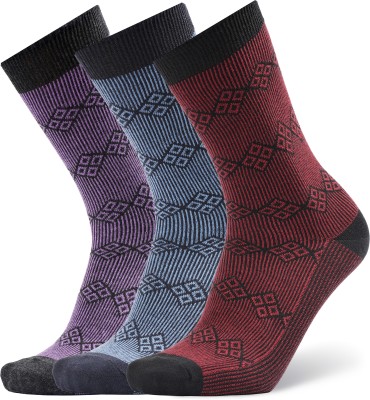 ANCHOR Business/Office/Casual/Formal Cotton Socks For Men Geometric Print, Self Design Calf Length(Pack of 3)